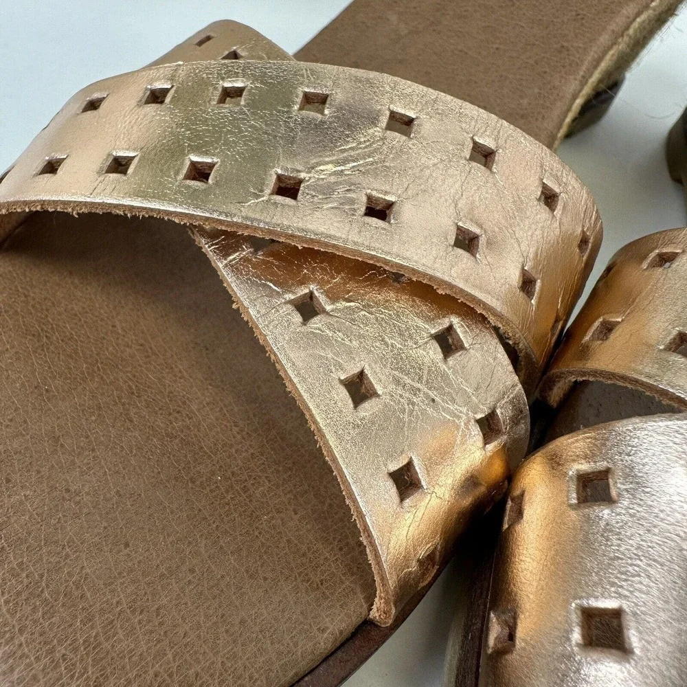 Eric Michael Rose Gold Metallic Espadrille Wedge Sandals Spain Shoes EU‎ 39 US 9